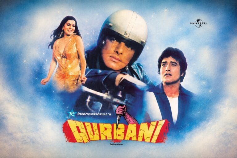 Qurbani movie poster representing 1980s cinema nostalgia in Plaza, Puberty and Pause